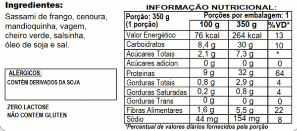 SASSAMI DE FRANGO + MANDIOQUINHA + CENOURA + VAGEM - Imagem 2