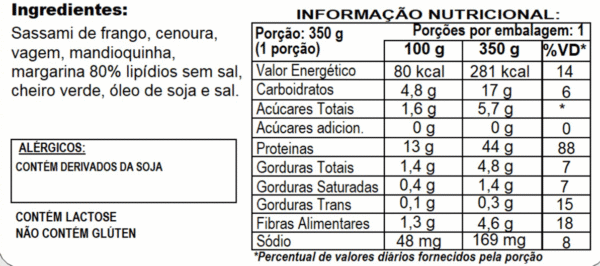 SASSAMI DE FRANGO + PURÊ DE MANDIOQUINHA + VAGEM COM CENOURA - Imagem 2