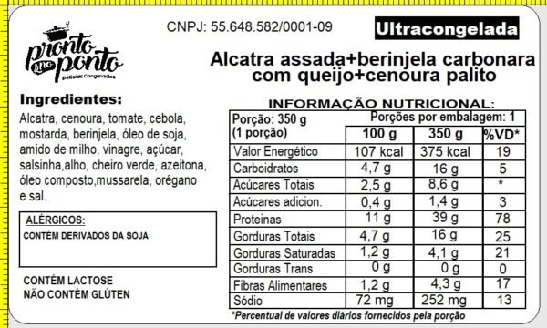 ALCATRA ASSADA + BERINJELA CARBONARA COM QUEIJO + CENOURA PALITO - Imagem 2