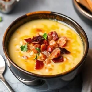 CREME DE MANDIOQUINHA COM BACON, CALABRESA, COUVE E ALHO-PORÓ