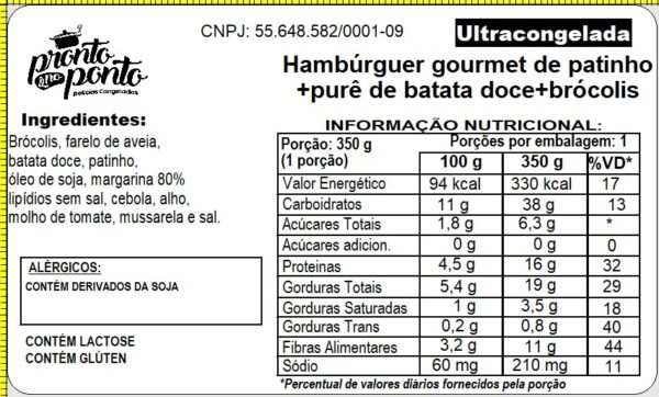 HAMBÚRGUER GOURMET DE PATINHO + PURÊ DE BATATA-DOCE + BRÓCOLIS - Imagem 2
