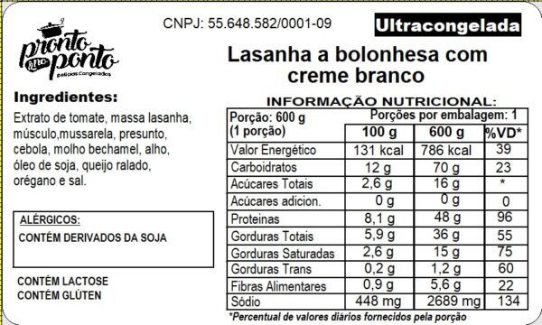 LASANHA À BOLONHESA COM CREME BRANCO - Imagem 2