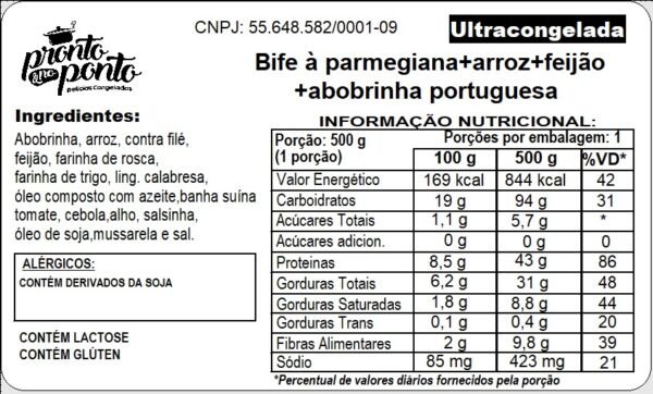 BIFE À PARMEGIANA + ARROZ + FEIJÃO + ABOBRINHA PORTUGUESA - Imagem 3