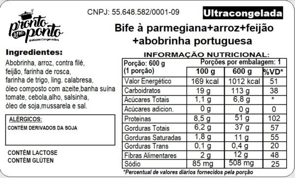 BIFE À PARMEGIANA + ARROZ + FEIJÃO + ABOBRINHA PORTUGUESA - Imagem 4